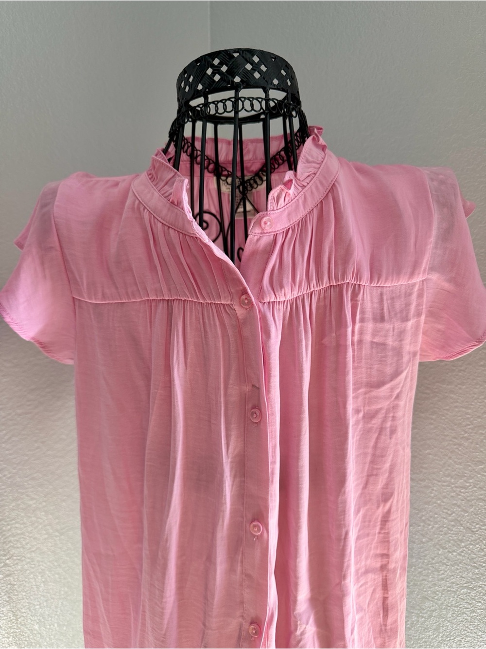 NWOT Rachel Zoe : XS / S Light Pink Short Flutter Sleeve Polyester Blouse